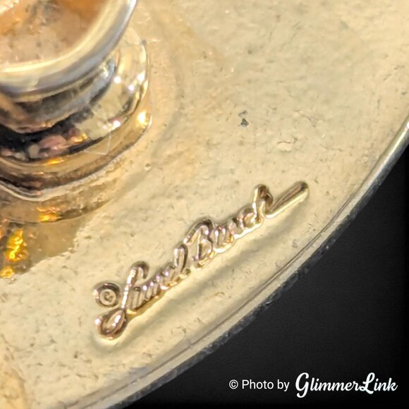 Vintage Laurel Burch Water Lily Lotus Fan Post Earrings Black Enamel Gold Tone - Picture 7 of 8